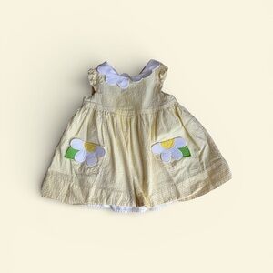 Florence Eiseman Yellow Daisy Appliqué Dress with White Collar